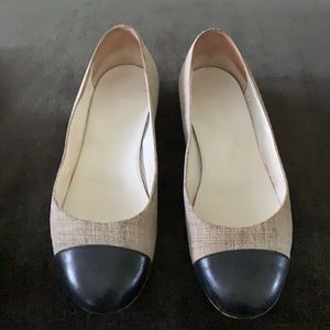 Chanel ballerina Flat size 40.5 beige fonce/noir